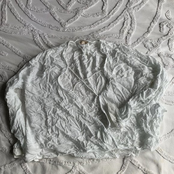 UO silence + noise White Textured Surplice Cross Front Long Sleeve Top - Picture 3 of 7